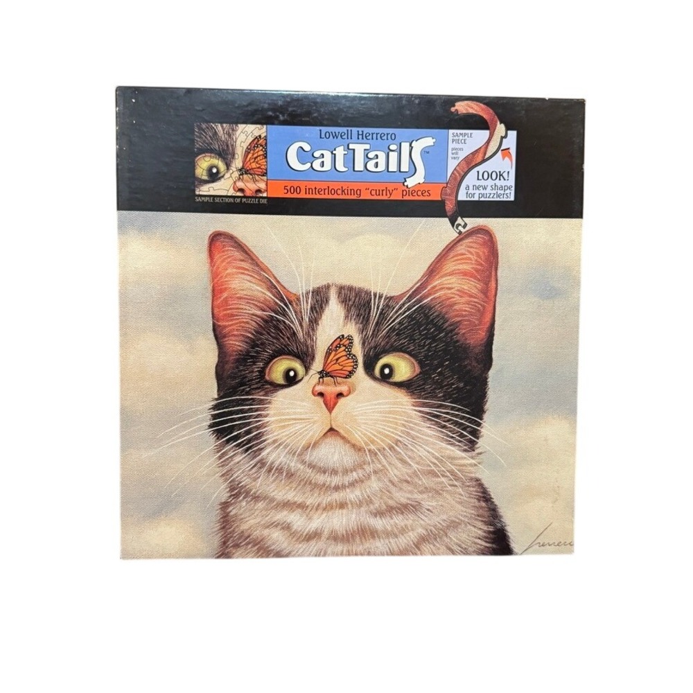 VTG NIB Lowell Herrero Cat Tails Hugo Hege Puzzle 500 Curly Pieces Ceaco 1995